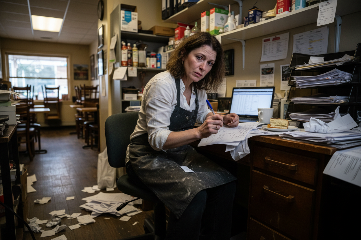 independent restaurant owner looking overwhelmed