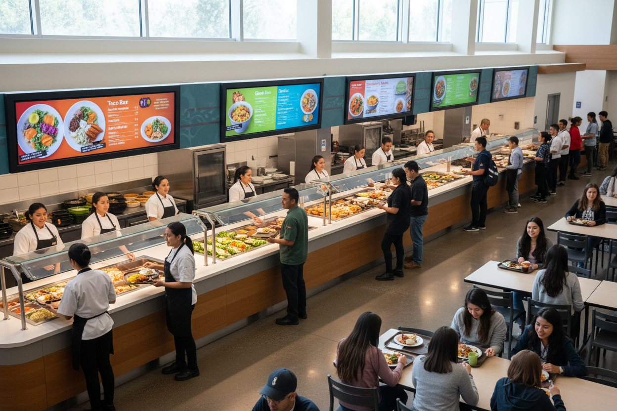 regenerate with the employees behind the counter, not in front of. front should only be students